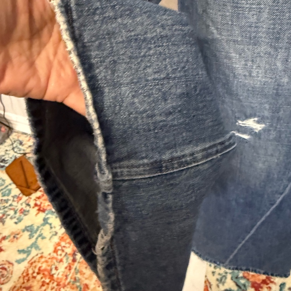 Pistola Wide Leg Denim Jeans in Medium Blue Distressed - Picture 7 of 9
